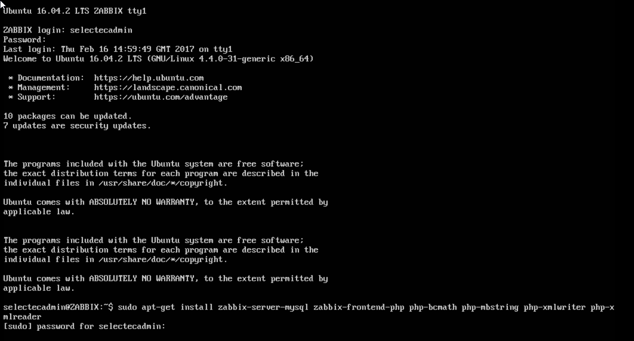 Step 5 - Start the Zabbix install